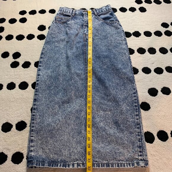 Vintage 80s 90s Santana High Rise Acid Wash Denim Jean Maxi Skirt - Picture 16 of 16